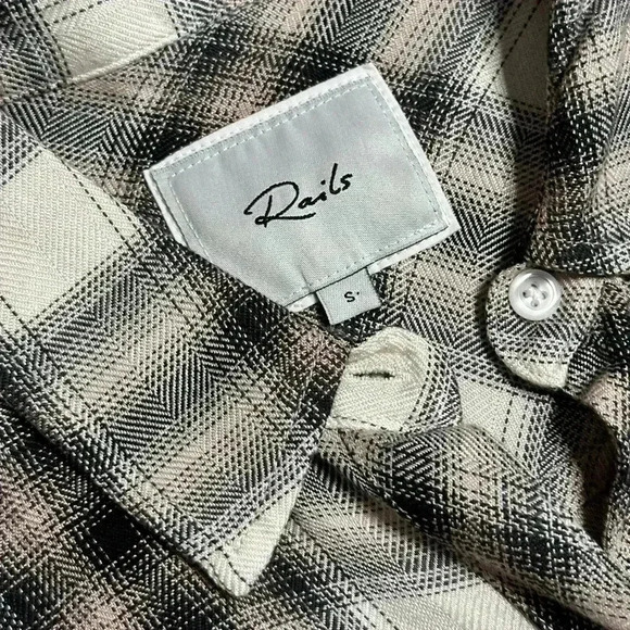 Rails Hunter Button Down Ivory Coal Blush Women's Size Small - Picture 7 of 8